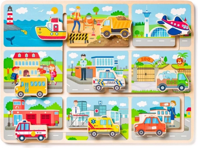 Holzpuzzle mit dem Thema Verkehr