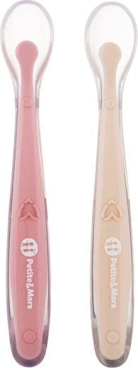 Petite&Mars Silikonlöffel mit Reiseetui Take&Match sand/rose, 2 Stk.
