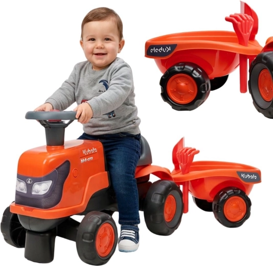 Kinder-Rutschtraktor FALK Kubota mit Anhänger und Zubehör