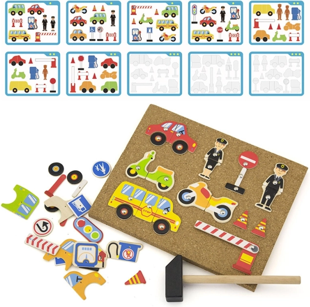 Reißzwecken mit Verkehrsmotiven