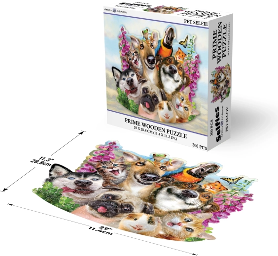 Holzpuzzle Selfie mit Tieren 200 Teile PRIME 3D
