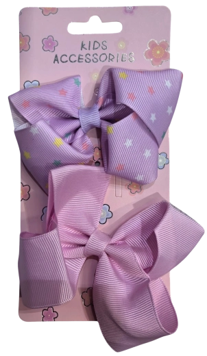 Pink Set Haarspangen mit Schleife, rosa und lila – 2 Stück