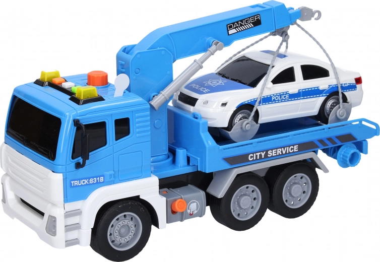 Sattelschlepper mit Auto und Effekten