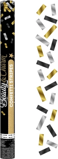 Pneumatische Konfetti in Gold, Silber und Schwarz – foliert