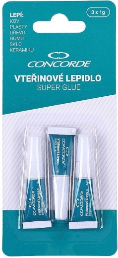 Sekundenkleber CONCORDE 3×1 g – universeller Schnellkleber