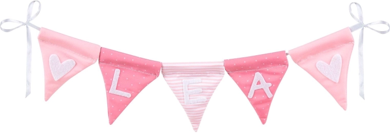 Textilgirlande mit Namen, rosa, 10 Wimpel – 1 Stück