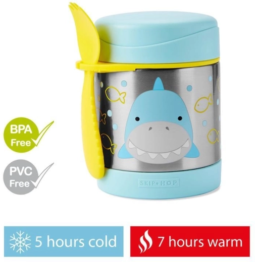 Skip Hop Zoo Kinder-Thermobehälter für Essen mit Löffelgabel Hai 325 ml
