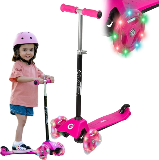 EVO Light Up Mini Cruiser Kinder-Dreiradroller, rosa, mit leuchtenden Rädern