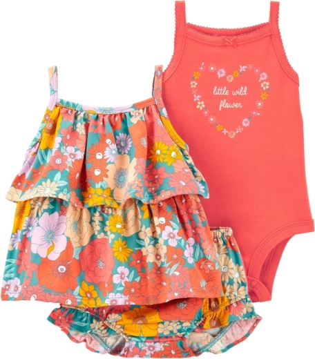 Carter's Mädchenset: Trägertop, Body und Shorts Orange Flowers (6 Monate)
