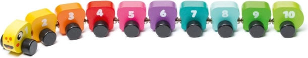CUBIKA bunte Raupe mit Zahlen – magnetisches Holzpuzzle mit 10 Teilen