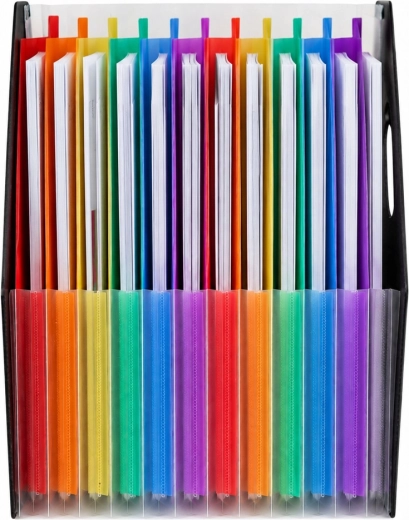 13 farbige Fächer für schnelles Sortieren