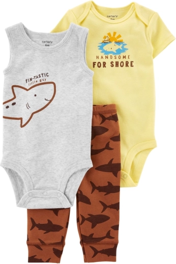 Carter’s 3-teiliges Set für Jungen Brown Shark – Jogginghose und 2× Body (24 M)