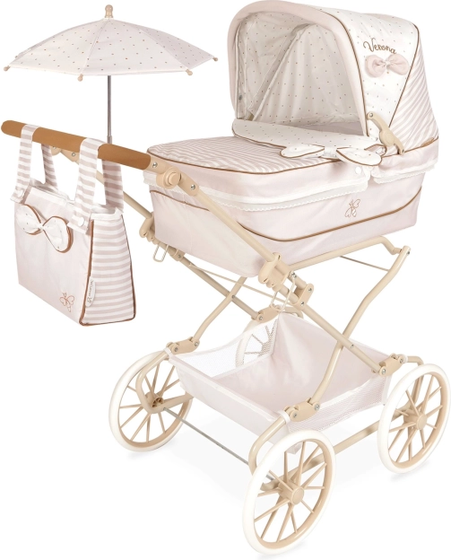 Klappbarer Puppenwagen REBORN Verona mit Sonnenschirm und Zubehör, Griffhöhe 65–90 cm