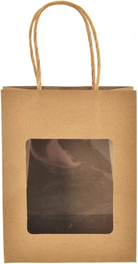 Papier-Geschenktüte Nature mit Sichtfenster 14 × 7 × 18 cm