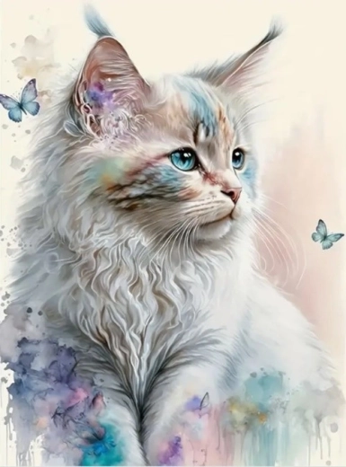 Diamantmosaik – weiße Katze