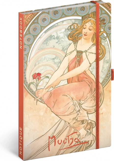 Notizbuch NOTIQUE Alfons Mucha – Malerei, liniert 13 × 21 cm