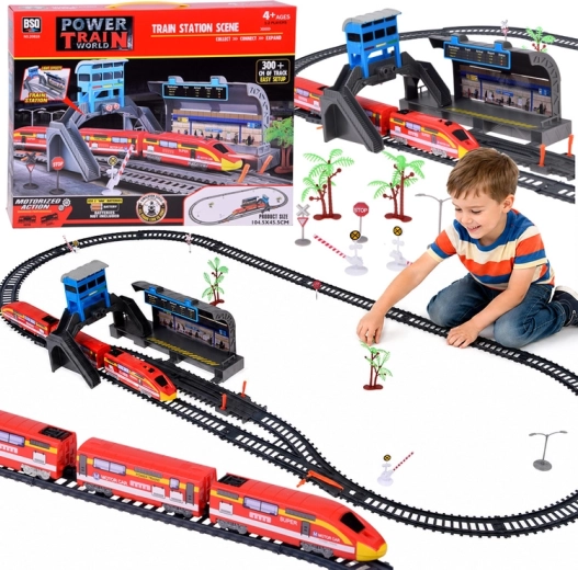 Elektrische Eisenbahn für Kinder mit Bahnhof und Gleisen 300 cm