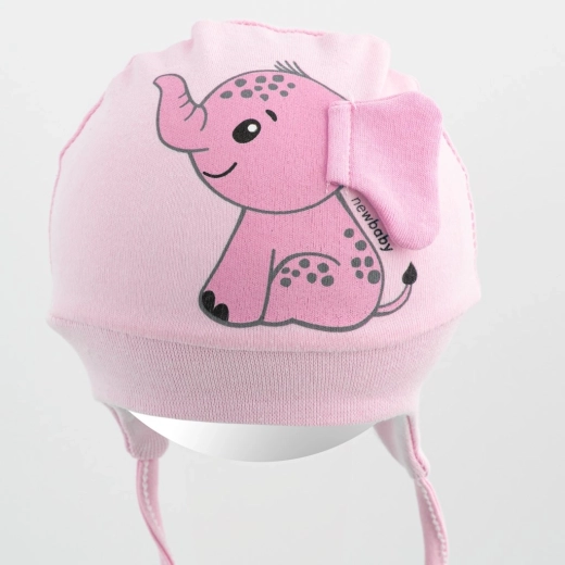 Baumwoll-Baby-Mützchen New Baby Happy Elephant rosa