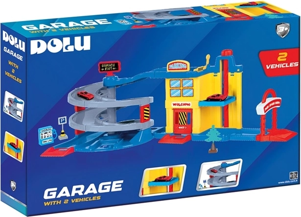 DOLU Kinder-Garage mit Rutsche und 2 Autos
