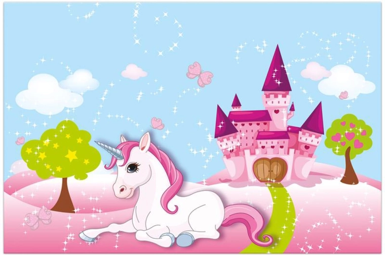 Kinder-Tischdecke aus Kunststoff mit Einhorn 120 × 180 cm