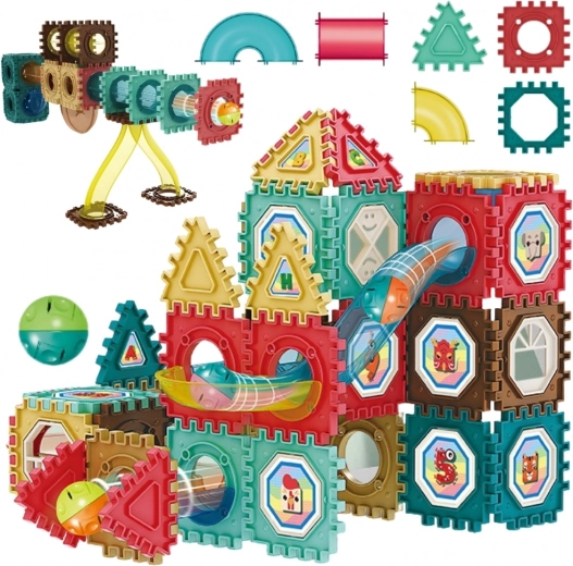 Magnetisches 3D-Konstruktionsset – Murmelbahn 68 Teile WOOPIE
