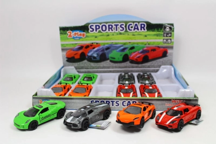 Metall-Sportwagen 12 cm mit Sounds und Friktionsantrieb (Farbmix)