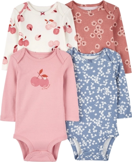 Carter’s Baby-Body langarm Pink/Blue Floral, 4 Stk., Gr. 56 (NB)
