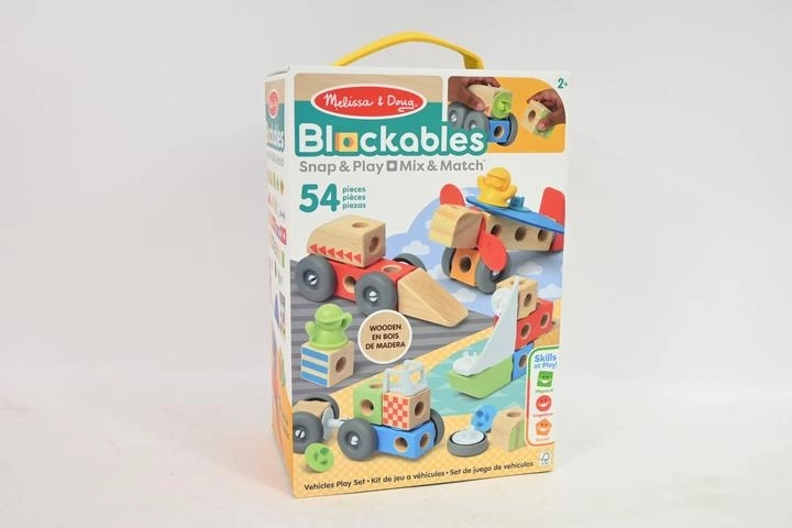 Melissa & Doug Blockables Holz-Bauklötze Fahrzeuge