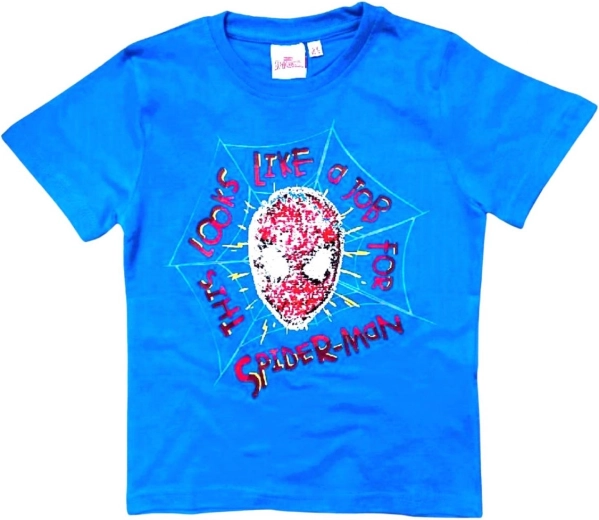 Blaues Spider-Man-T-Shirt mit wendbaren Pailletten