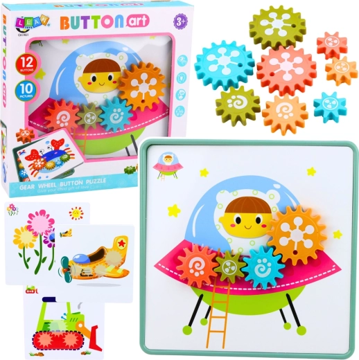 Kreative Mosaik mit Zahnrädern – lehrreiches Puzzle für Kinder ab 3 Jahren
