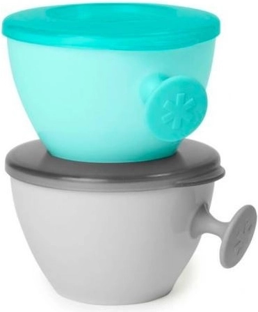 Skip Hop Kinderschalen mit Deckel und Halter Easy Grab, grau und türkis, 240 ml, 2 Stk.