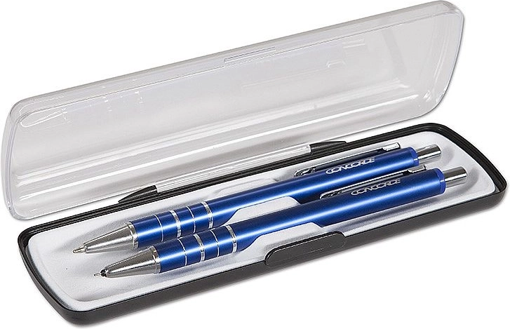 Geschenkset CONCORDE Ring Kugelschreiber und Druckbleistift – blau