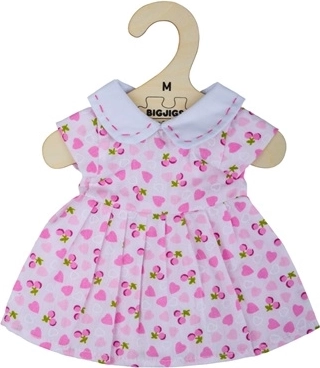 Bigjigs Toys rosa Kleider mit Herzchen für Puppen 34 cm