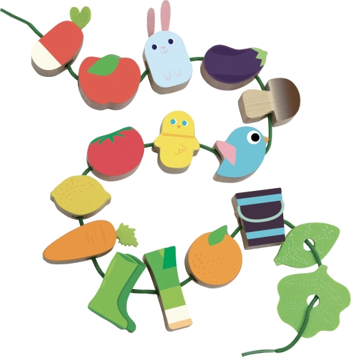 Auffädelspiel Garten VILAC – Holz-Fädelspiel zur Förderung der Feinmotorik