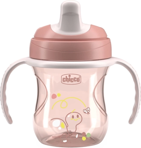 Chicco Trainingsbecher mit Griffen, rosa, 6 m+