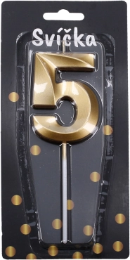 Goldene Partykerze Zahl 5
