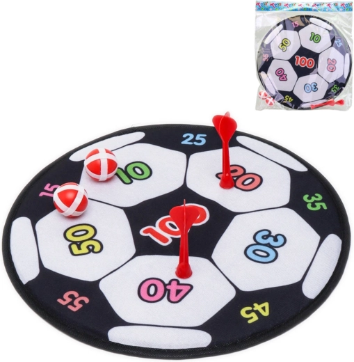 Stoff-Zielscheibe mit Klettverschluss und Fußballmotiv mit Klettverschluss-Darts und -Bällen