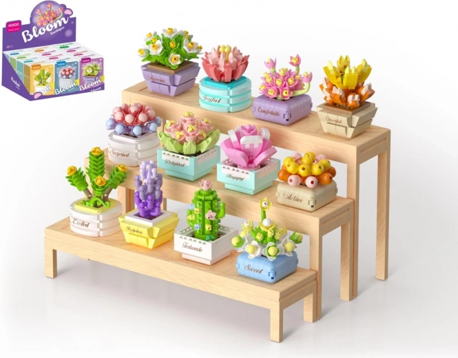 Mini-Bausatz KOCO Sukkulente im Blumentopf – dekorative Blume aus Bausteinen