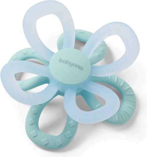 Babyono Silikon-Beißring Flower blau