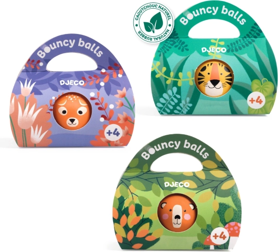 Hüpfball aus Naturkautschuk mit Wildtiermotiv DJECO