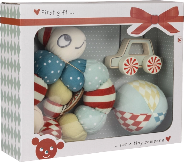 Sensorik-Geschenkset mit Raupe, Ball und Auto von Micki