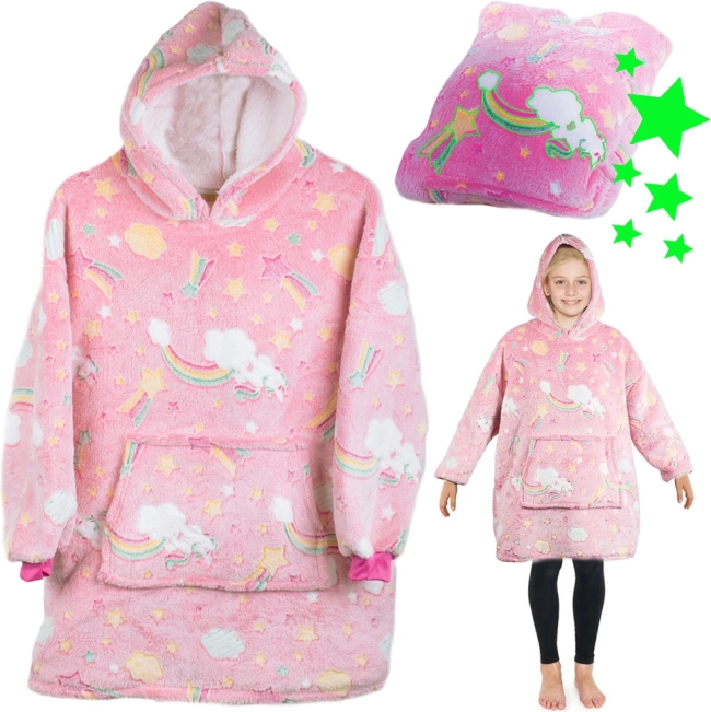 Warme leuchtende Decke mit Kapuze für Kinder
