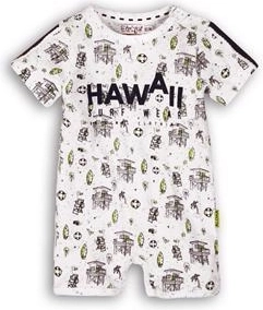 Baby-Kurzarm-Overall HAWAII Weiß-Marine