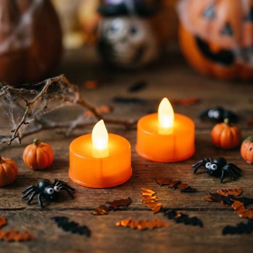 Halloween-LED-Teelichter, orange, 2 Stück