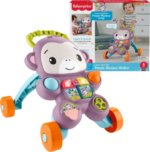 Fisher-Price interaktiver Lauflernwagen mit lila Äffchen