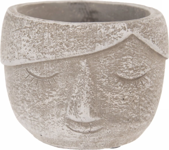 Dekorativer Beton-Blumentopf Kopf grau 12 × 12 × 9 cm