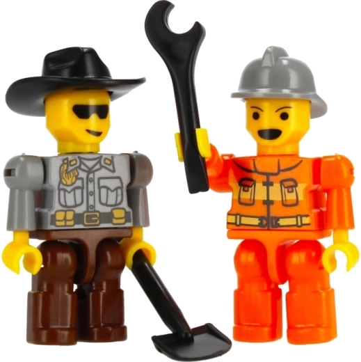 Zwei Minifiguren und Werkzeuge für Bauszenarien