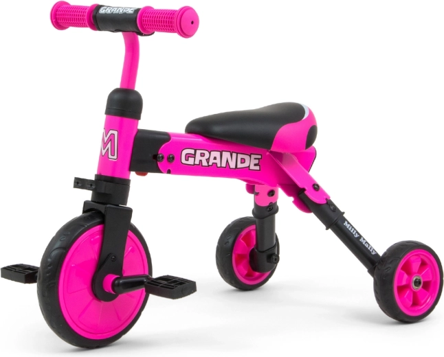 Milly Mally Grande 2-in-1 rosanes Laufrad und Dreirad für Kinder