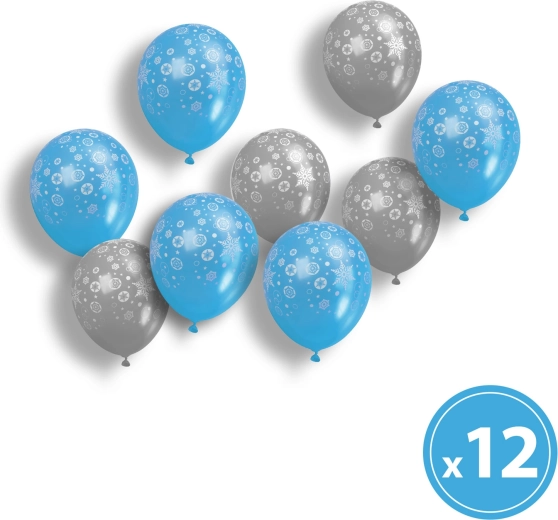 Set weihnachtlicher Luftballons in Blau-Silber, 12 Stück