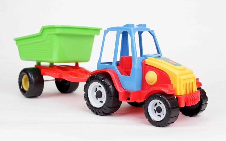 Plastiktraktor mit kippbarem Anhänger für Kinder